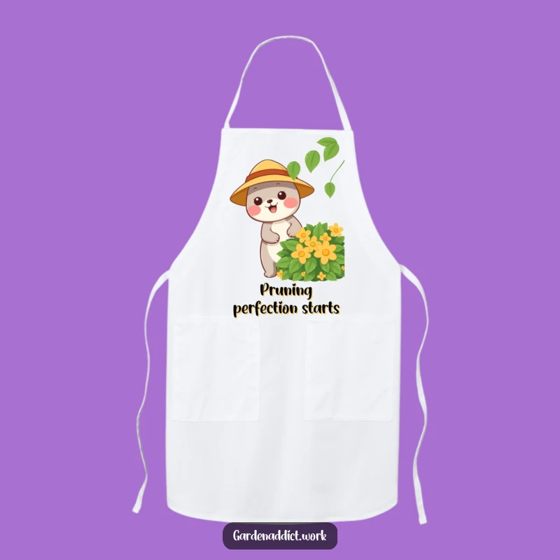 Funny Gardener Apron: Happy Animal in Sun Hat, Humorous Kitchen Wear