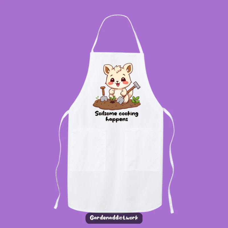 Funny Gardener Apron: Joyful Squirrel Tilling Soil for Messy, Humorous Cooking