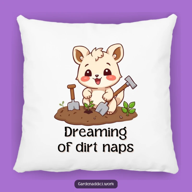 Funny Garden Animal Pillow: Joyful Squirrel Tilling Soil for Cozy Comfort