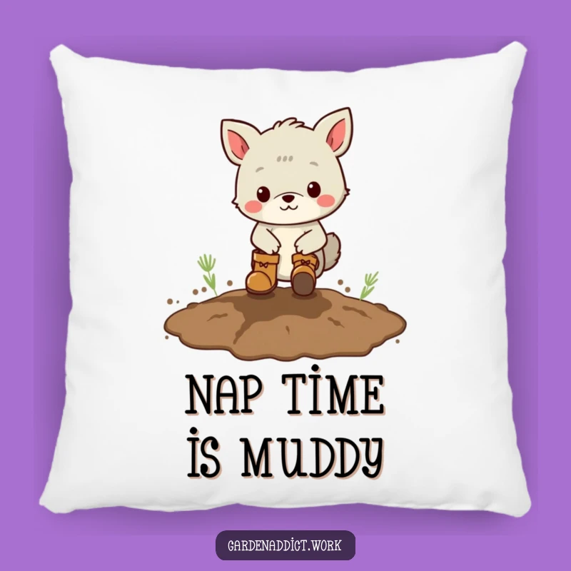 Funny Mud Puddle Pillow: Playful Animal in Boots for Cozy Comfort