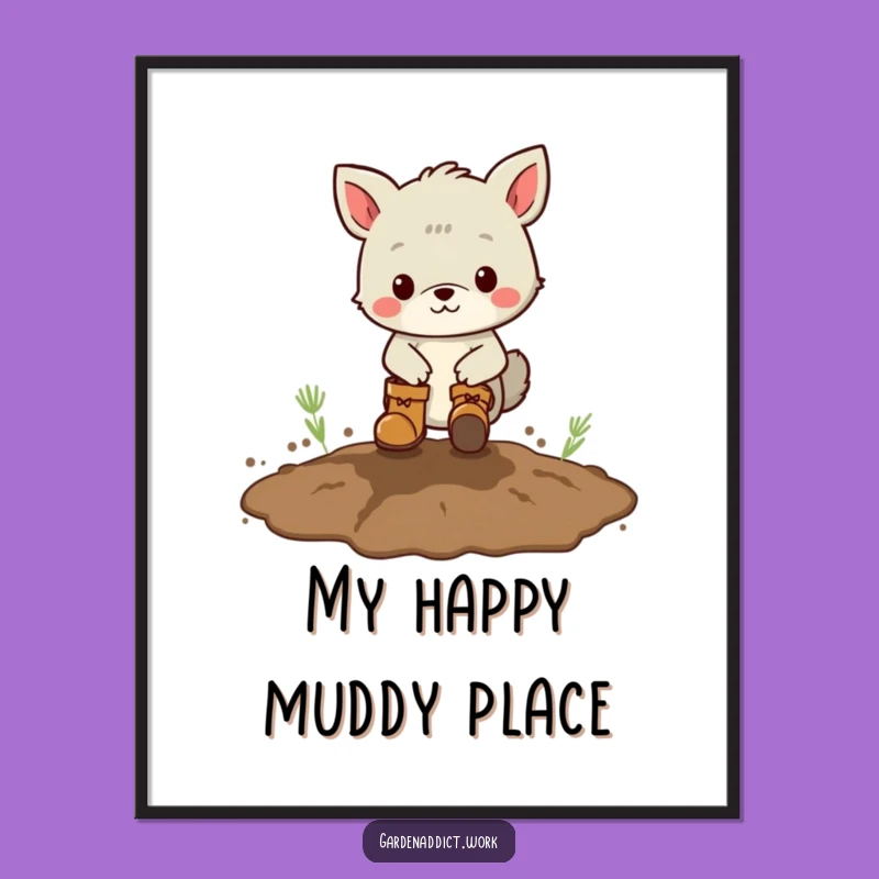 Funny Muddy Fun Art Print: Animal in Boots, Instant Playful Decor