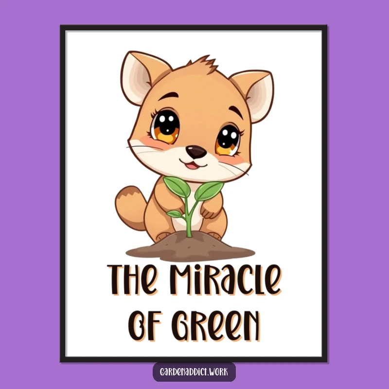 Funny Seedling Art Print: Curious Animal, Instant Natural Decor