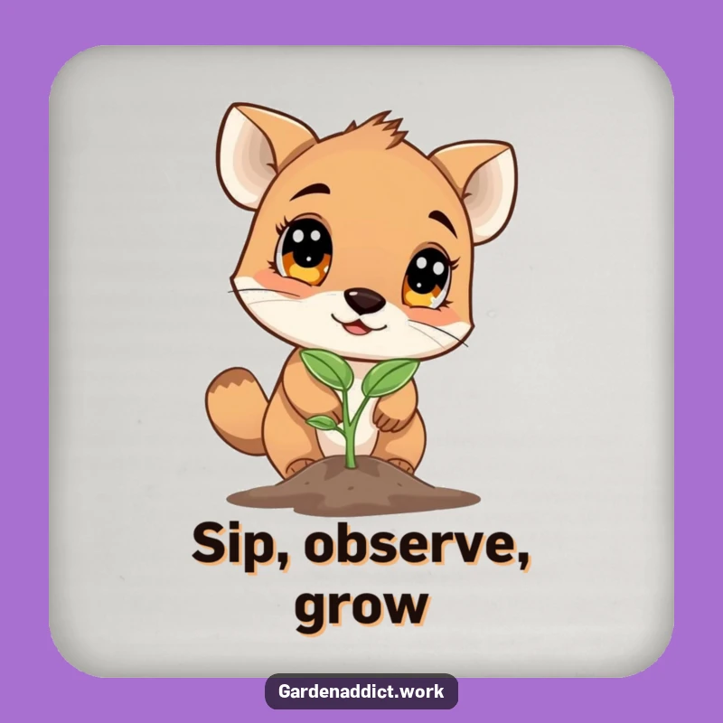 Funny Seedling Coaster: Curious Animal Protecting Surfaces with Wonder