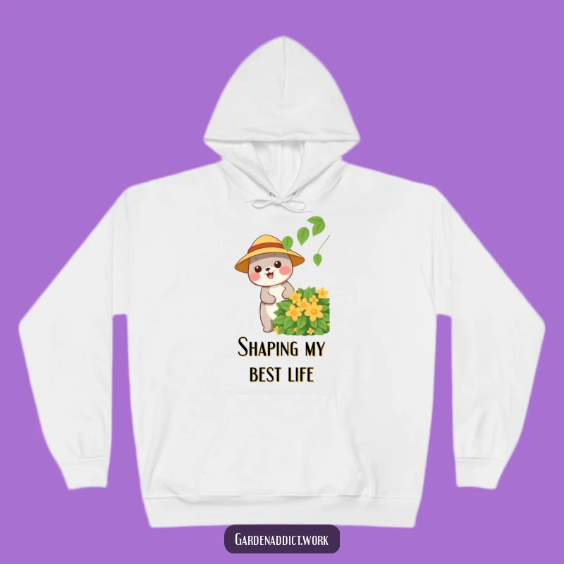 Funny Sun Hat Hoodie: Happy Gardener Pruning, Cozy & Humorous Wear