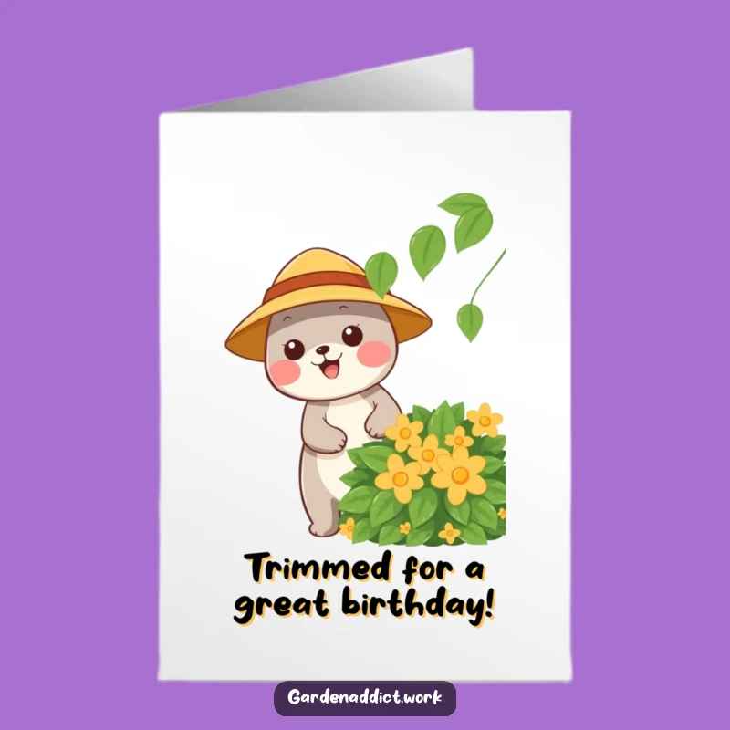 Free Printable Birthday Card: Sunny Animal Gardener - Funny Downloadable Celebration Gift